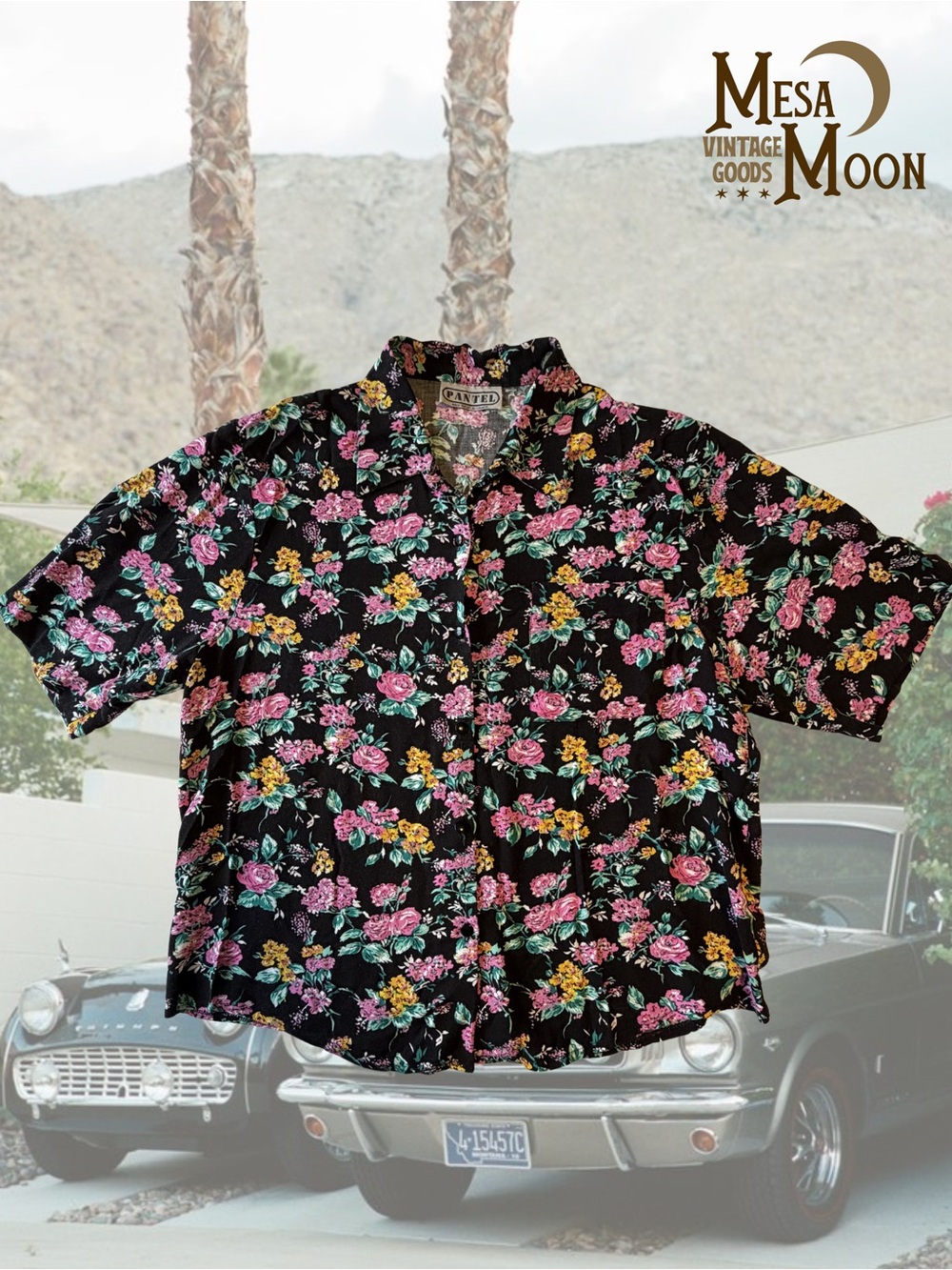 Vintage Floral Boho Short-Sleeve Button-Up Shirt